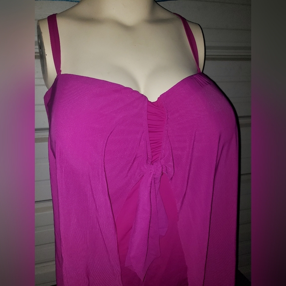 Plus Size 26 4x women's drape front one piece purple 💜 swimsuit swim fuschia - Picture 2 of 7